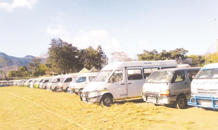 Some of the commuter omnibuses that were impounded by the police in Mutare yesterday for various defects and offences