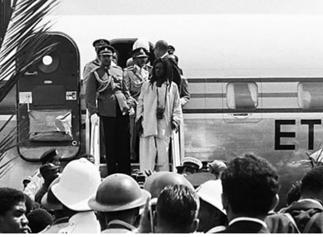 Emperor Selassie arrives in Jamaica in 1966