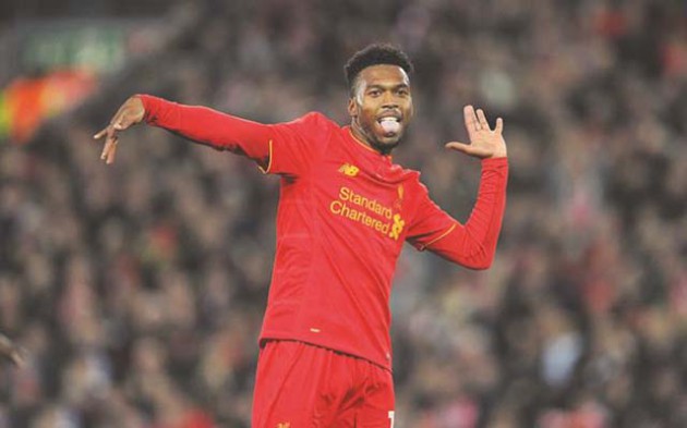 DANCING KING . . . Liverpool striker Daniel Sturridge shows off his trademark celebration during a two-goal match-winning display against Tottenham Hotspur on Tuesday night. — Mailonline