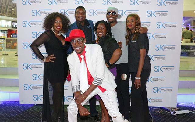 Some of the local celebrities who were made brand ambassadors pose for a photograph with Ster Kinekor officials