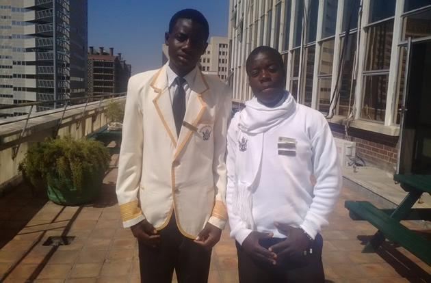 Child parliamentarians Honourable Elton Phiri and Raymond Gatsi