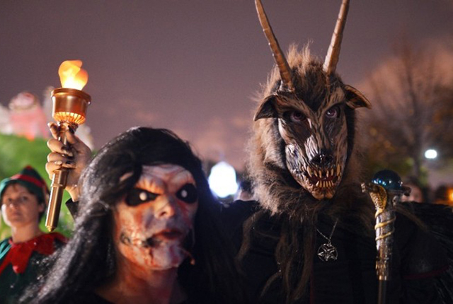 People dressed in Halloween costumes