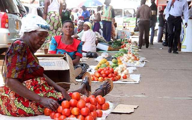 In this file picture vendors display vegetables and fruits along Mbuya Nehanda street in Harare- Picture by Kudakwashe Hunda