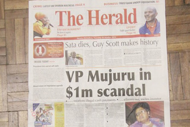 The front page of The Herald which sold out in many areas by midmorning with bulk buyers asking for more copies