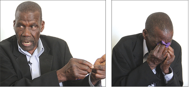 In this collage Cde Larry Dube breaks down as he gives an account of how his parents had to lie to Rhodesian security forces that he was studying in London when he had gone for guerilla warfare training in Moscow. — (Picture by Kudakwashe Hunda)