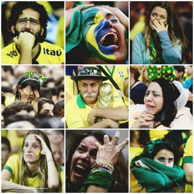 Heartbreak: Brazil fans show their anguish as Germany scored goal after goal in Belo Horizonte