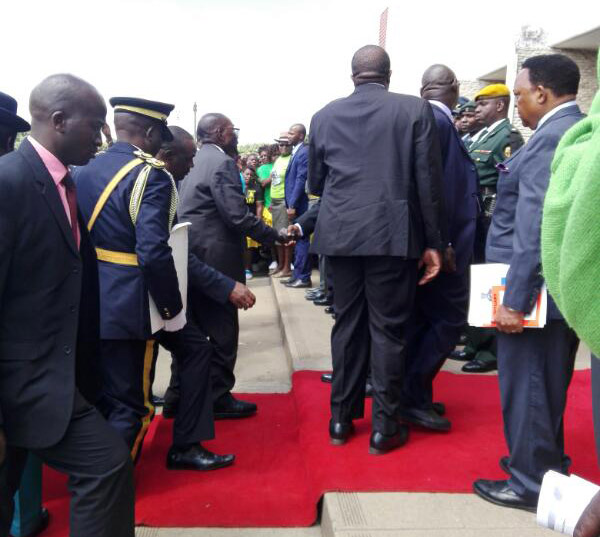 President Mugabe arrives at Stodart Hall in Mbare.