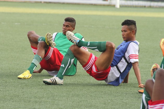 MEN ON A MISSION . . . AS Adema players train at Rufaro yesterday ahead of their CAF Confederation Cup showdown against Harare City at the same venue today