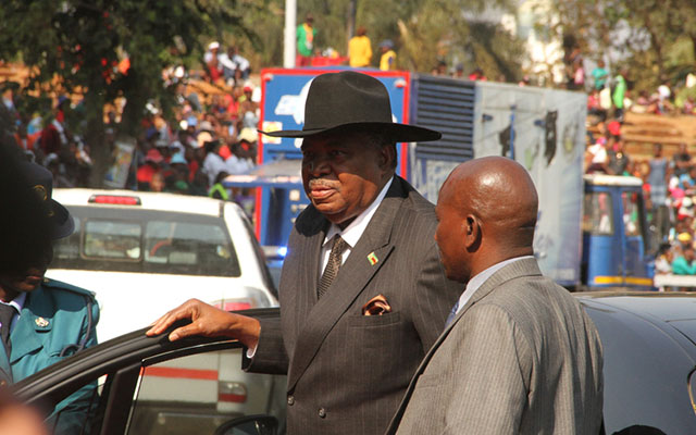 Vice President Phelekezela Mphoko arrives at the Harare Exhibition Park yesterday. - (Picture by Tawanda Mudimu)