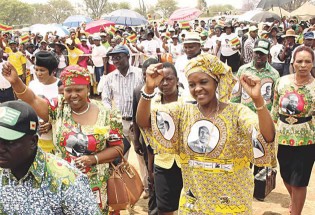 First Lady Amai Grace Mugabe and Cde Oppah Muchinguri arriving at Amazulu Sports Club in Bulawayo on Wednesday.