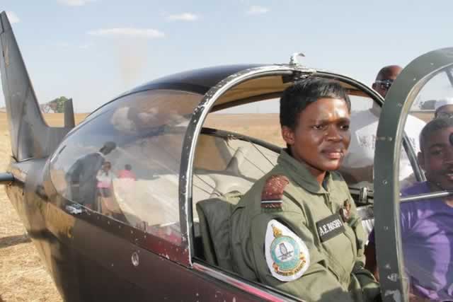 Air Lt Angeline Bosha in the cockpit