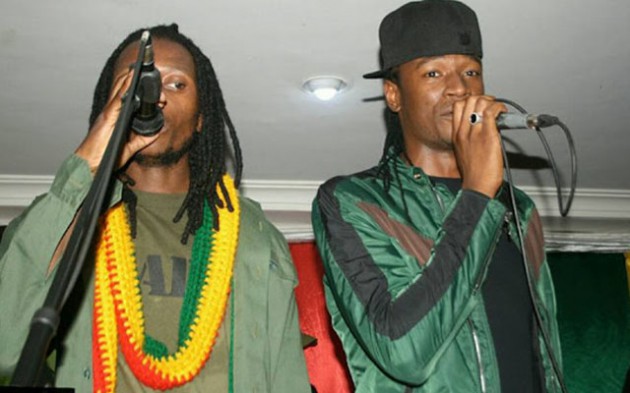 Baba Harare (left) and Jah Prayzah on stage at the album launch