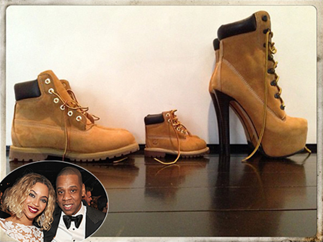Beyonce and Jay-Z’s Timberand shoes lay rocked in the video ‘Bonnie and Clyde’, (inset) Beyonce and Jay-Z