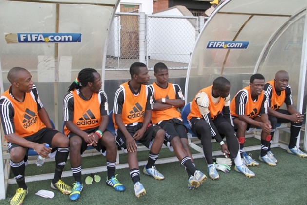 IT’S ALL GLOOMY . . . The Highlanders bench parades a number of sad faces, during their league match against Harare City, which the Bulawayo giants needed to win to be champions but, somehow, saw them collapsing to a 0-4 defeat. — Picture by William Mafunga.