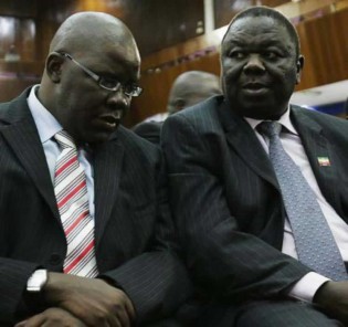 Tendai Biti (left) and Morgan Tsvangirai