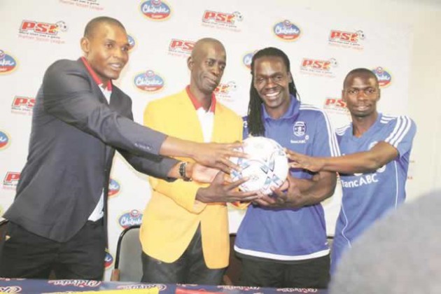 EYES ON THE BALL . . . The troops (from left), Harare City captain David Kutyauripo, assistant coach Mike Madzivanyika, Dynamos assistant gaffer, Gift Muzadzi and left-back Ocean Mushure engage in a mock battle for the ball, in Harare yesterday, ahead of their Chibuku Super Cup final showdown at the National Sports Stadium tomorrow