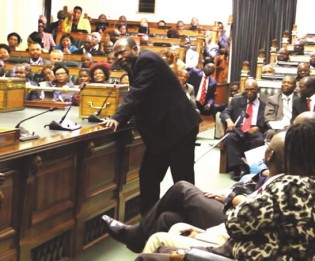 In this file picture Cde Chinotimba addresses the National Assembly 