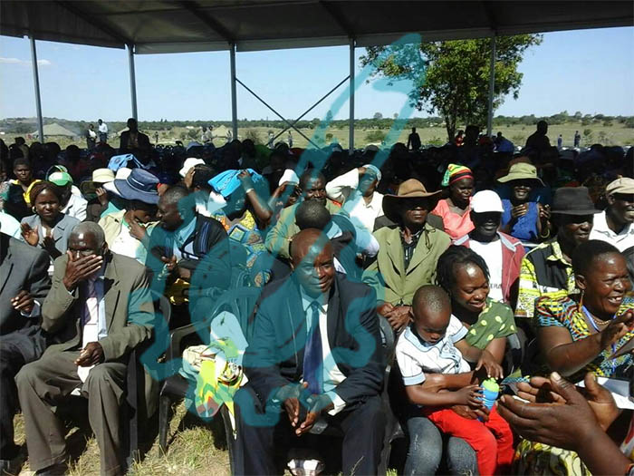 Part of the crowd gathered at Chaka Business Center for the launch of the Beitbridge-Harare and Harare-Chirundu highways by President Mugabe this afternoon.