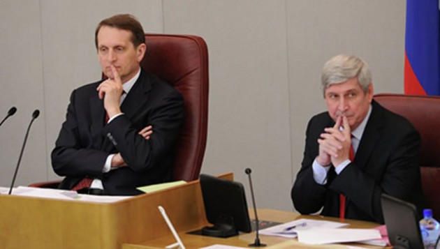 Duma Speaker Sergei Naryshkin (left) and his deputy Ivan Melnikov. - RIA Novosti.