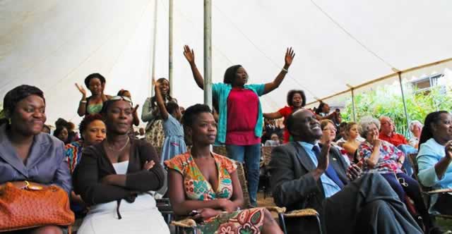 Part of the crowd enjoying Francophonie performances