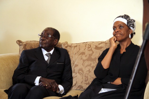 President Mugabe and First Lady Amai Grace Mugabe attend funeral of the late Zimbabwe Open University vice chancellor Professor Primrose Kurasha in Avondale, Harare  on  Saturday.-(Picture by Tawanda Mudimu)