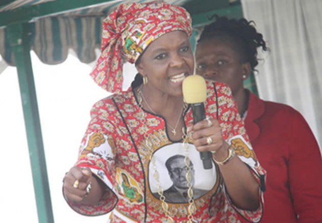 First Lady Amai Grace Mugabe addresses zanu-pf supporters at Mucheke Stadium, Masvingo, yesterday