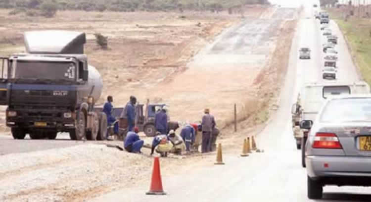 Men at work . . . The Plumtree-Mutare highway rehabilitation by Group Five International is set to be completed by year end