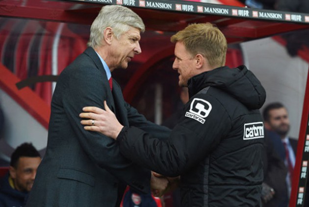 THE CHOSEN ONE . . . Eddie Howe (right) will be considered to replace Arsene Wenger at Arsenal. — The Daily Star