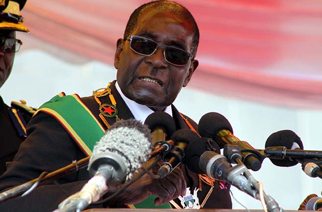 President Mugabe addresses delegates who attended the Heroes Day Commemorations at National Heroes Acre in Harare.-(Picture by Tawanda Mudimu)
