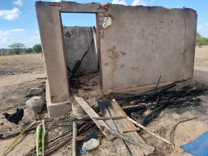 The hut in which Ms Tototai was sleeping with her children when tragedy struck
