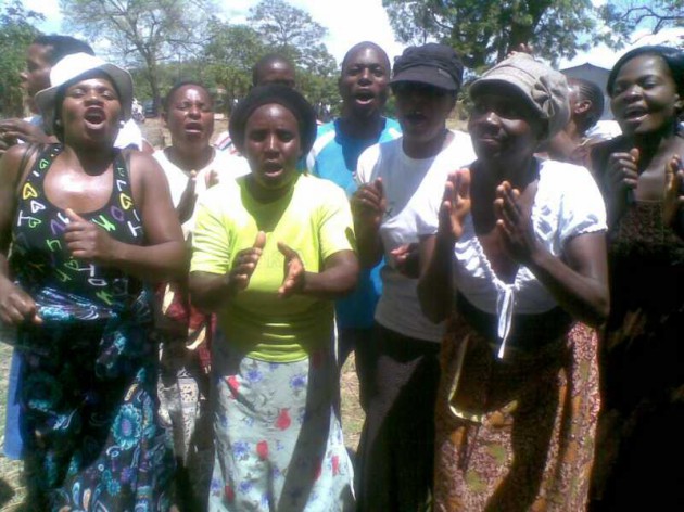 Zanu PF supporters protest after receiving ballot papers without some candidates' names (Pic-Itai Mazire)