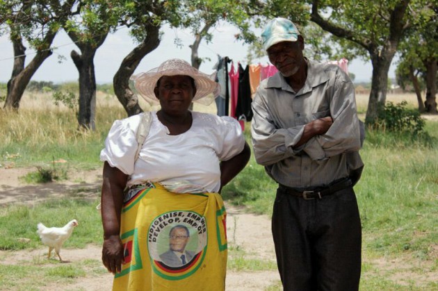 An elderly couple poses for a picture after casting their votes in Murombedzi, Mashonaland West (Pic-Percy Musiiwa)