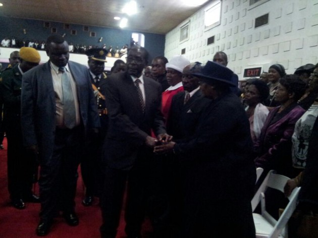 President Mugabe consoles Mrs Evelyn Gwanzura (Pic by Elita Chikwati)