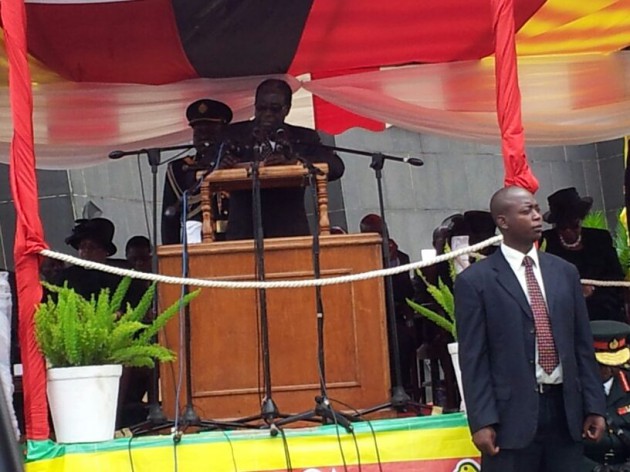 President Mugabe addressing the gathering now (Pic by Elita Chikwati)