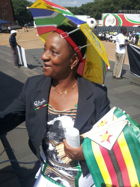 Zanu-PF Harare province political commissar in the Women's League Cde Susan Chuma in a colourful sun hat at the National Heroes Acre-Pic by Lloyd Gumbo