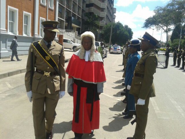 Chief Justice Chidyausiku inspects the guard of honour-Pic by Farai Kuvirimirwa