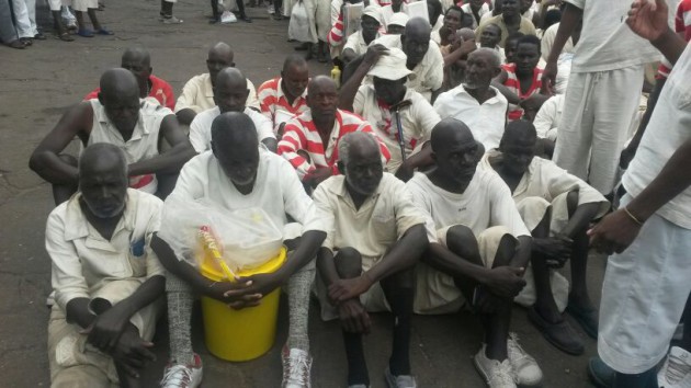 Some of the old prisoners who are leaving Harare Central Prison today.