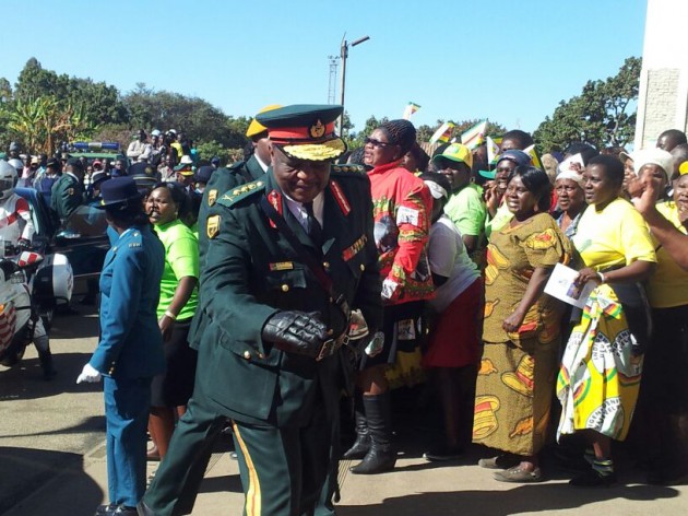 General Constantine Chiwenga, Commander Zimbabwe Defence Forces arrives at Stodart Hall