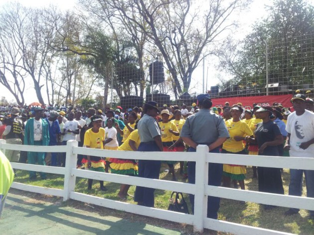 Police keep an eye on proceedings at the Glamis Stadium. (pic by Elita Chikwati)
