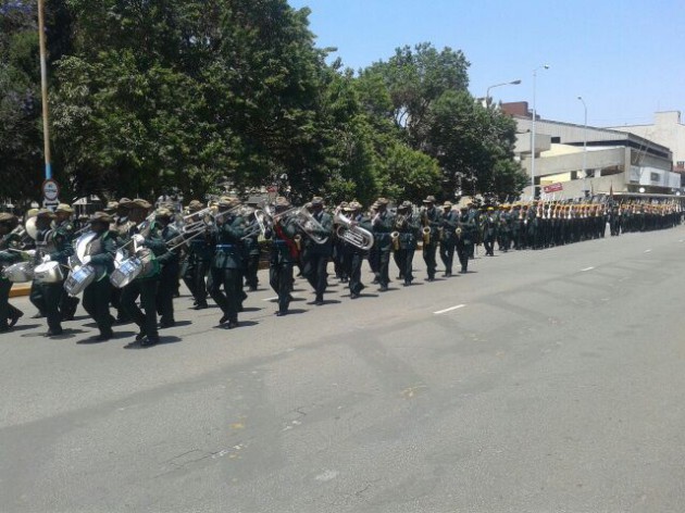 Zimbabwe National Army Band arrives. (Pic by Farai Kuvirimirwa)