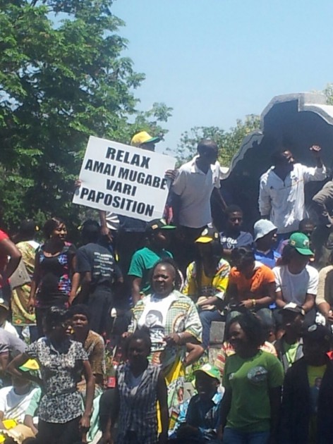 Zanu PF supporters have thronged the party headquarters. (Pic by Felex Share)