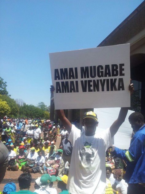 A party supporter holds placard supporting First Lady Dr Grace Mugabe. (Pic by Felex Share)