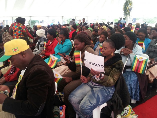 Cross border traders from across the country are gathered at the children's home awaiting the First Lady's address. (pic by Lloyd Gumbo)