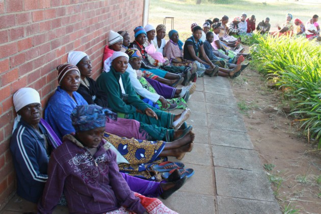 Voters wait their turn at Dotito Secondary School.