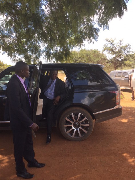 VP Mnangagwa arrives to cast his vote at Sheerwood Primary School. Pic by Simiso Mlevu