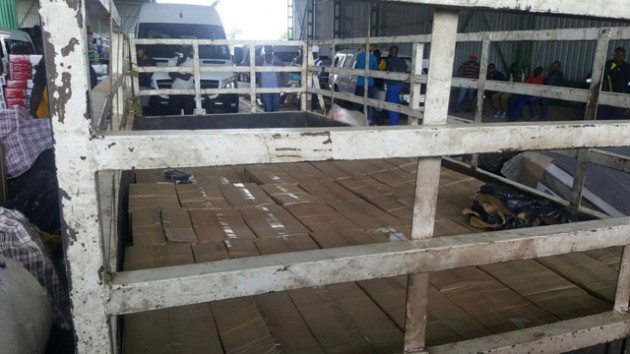 Part of the Broncleeer boxes which was intercepted by authorities at Beitbridge yesterday enroute to Bulawayo. Broncleer imports or sales and distribution locally are prohibited.-(Picture by Thupeyo Muleya)