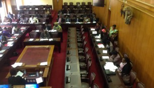 Front row on the right reserved for ministers and their deputies is empty as they abscond the question and answer session in the Senate on one of the Thursdays-pic by Lioyd Gumbo