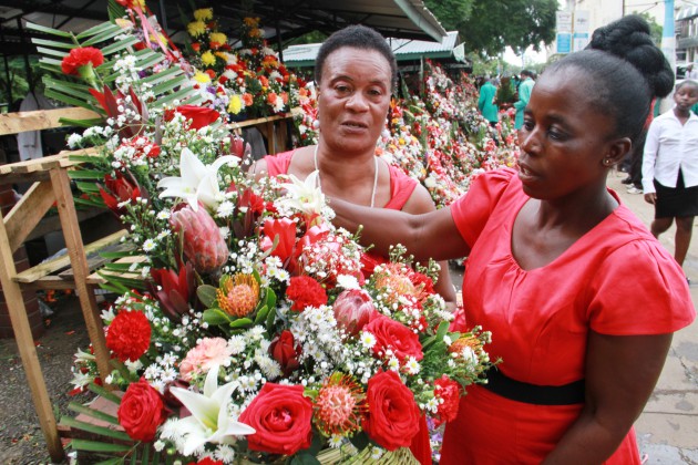 Mrs Nyarai Mahachi bought  fifty dollars worth of flowers at the africa unity square flower market.