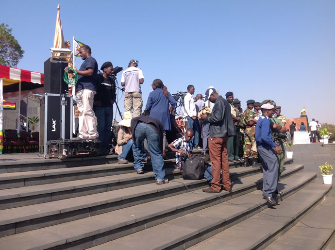 Journalists covering the Heroes celebrations at the Heroes Acre in Harare