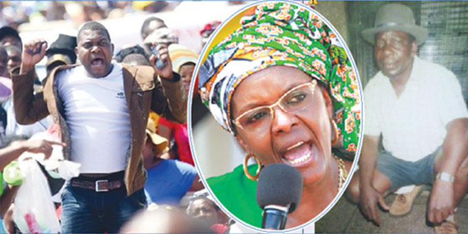 The late liberation hero Magura Charumbira (left) was at the centre of the Bulawayo incident where former First Lady Grace Mugabe (inset) was booed. On the left side is the late Magura’s father Johannes